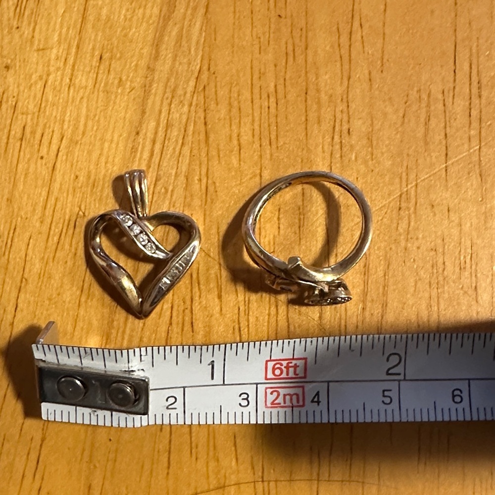 Gold Heart Pendant and Ring Set